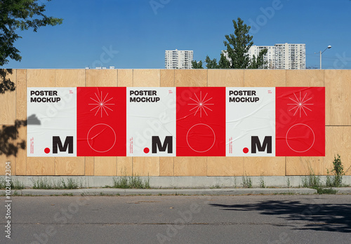 Posters on Wooden Wall Mockup