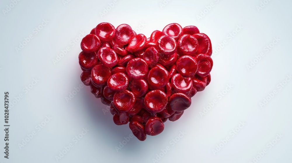 Heart made of red cells on white background Heart made of red cells on white background