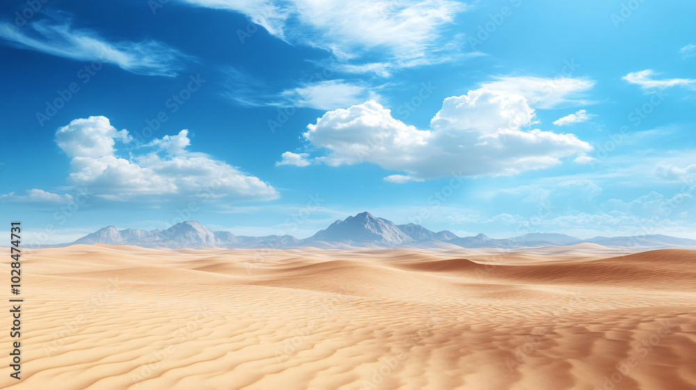 A beautiful mirage appearing on the horizon in the vast desert. A beautiful mirage appearing on the horizon in the vast desert.