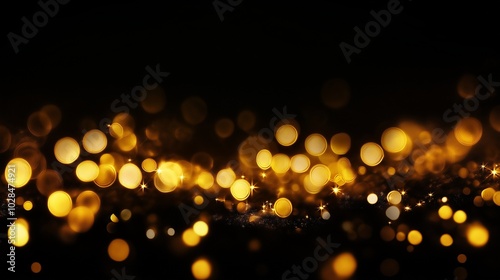 Blurred golden bokeh on black background