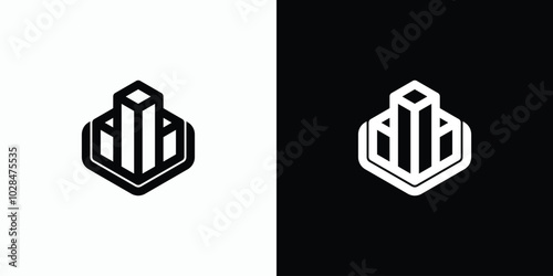 Vector logo design of geometric hexagon shape growth graph with three-dimensional effect modern, simple, clean and abstract style.