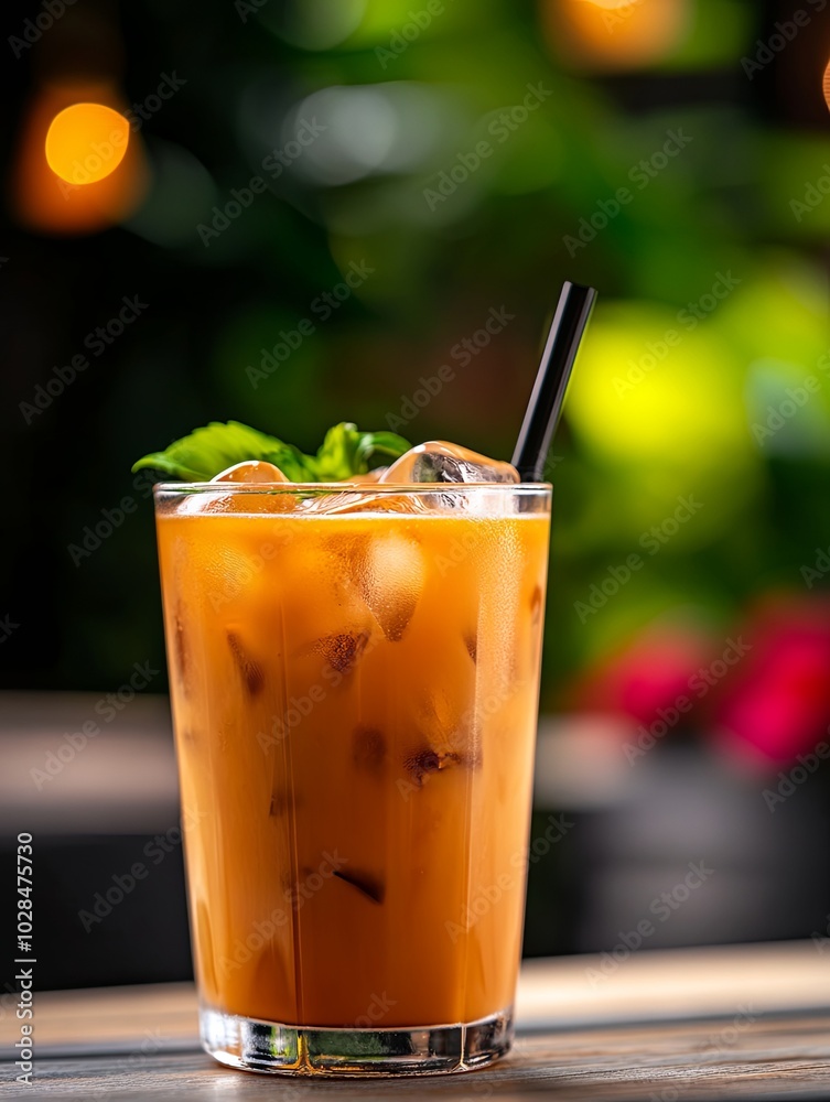 Refreshing iced tea with mint in a vibrant setting