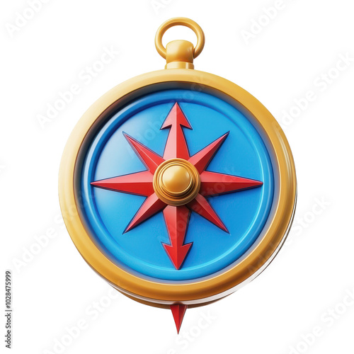 3D Compass Icon for Navigation and Design Transparent Background photo