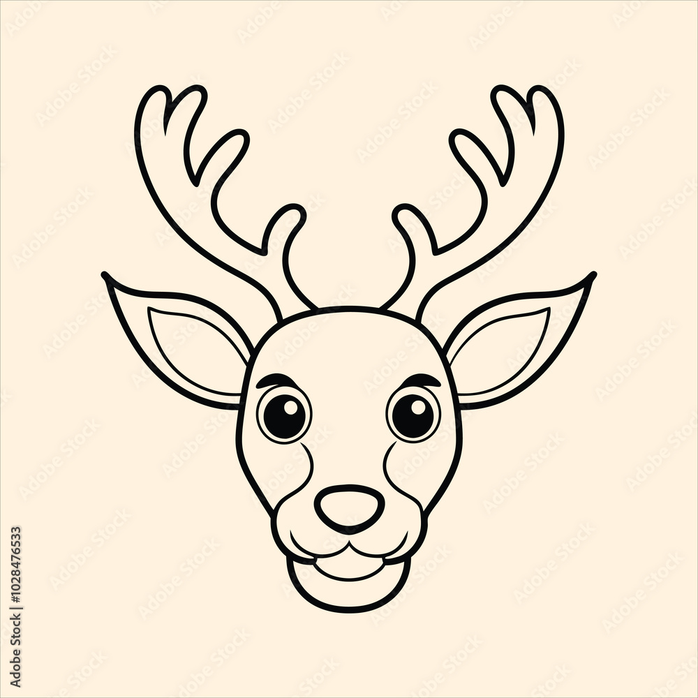 Reindeer vector illustration face icon line art Reindeer vector illustration face icon line art