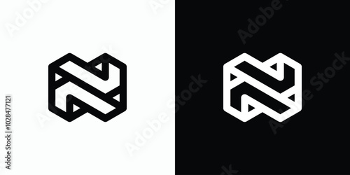 Initial letter N vector logo design with three-dimensional effect in modern, simple, clean and abstract style. Icon for business, technology and personal branding.