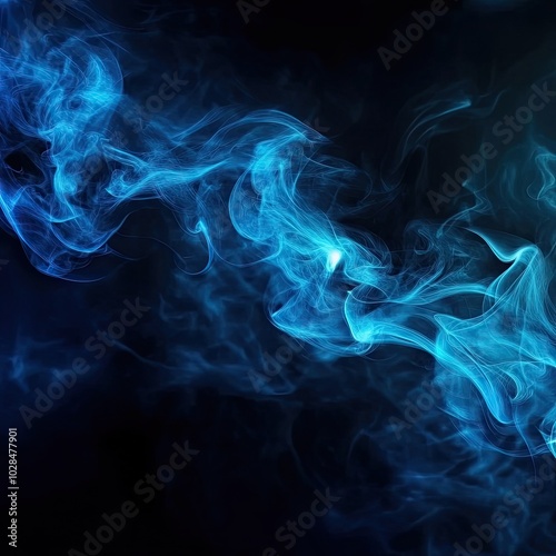 Wallpaper Mural Blue Smoke Abstract, Dreamy Ethereal Mist, Dark Background, Flowing Wisps, Moody Blue Swirls, Surreal Atmosphere Torontodigital.ca