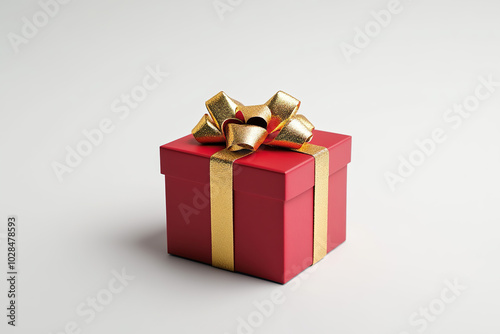 Luxurious Red Gift Box with Gold Ribbon – Elegant Holiday Present