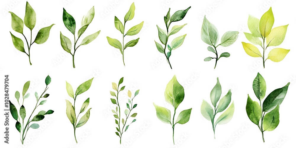 watercolor green leaves isolated on white
watercolor green leaves isolated on white