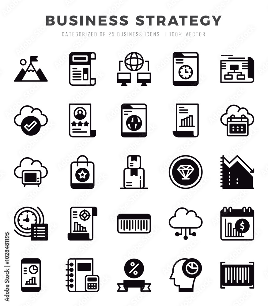 Set of Business Strategy icons. Vector Illustration.