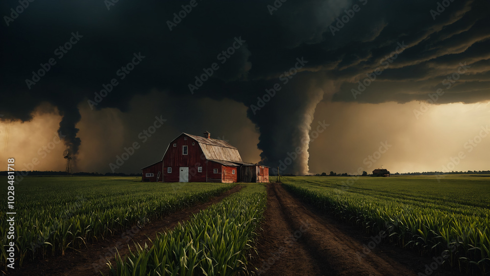 storm clouds over the countryside
