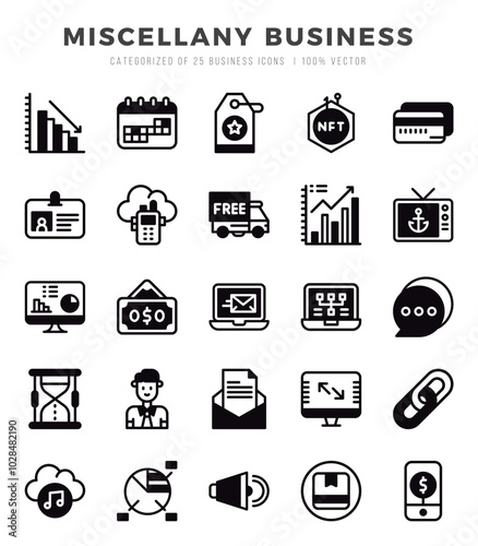 Miscellany Business icons set for website and mobile site and apps.