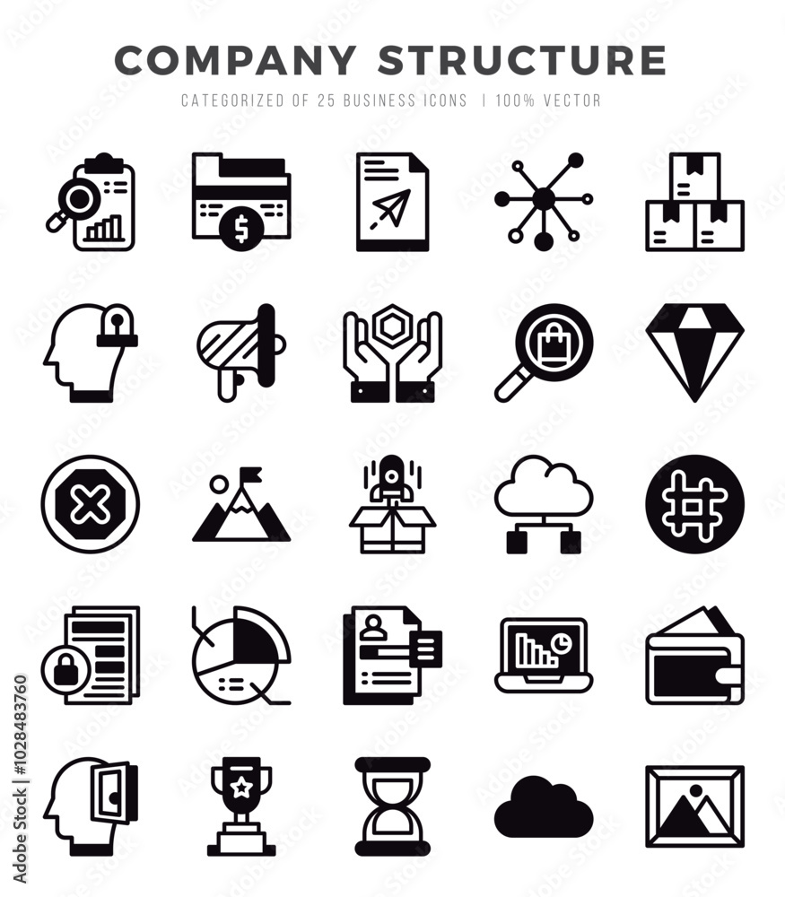 Company Structure Icons Pack Lineal Filled Style. Vector illustration. Company Structure Icons Pack Lineal Filled Style. Vector illustration.