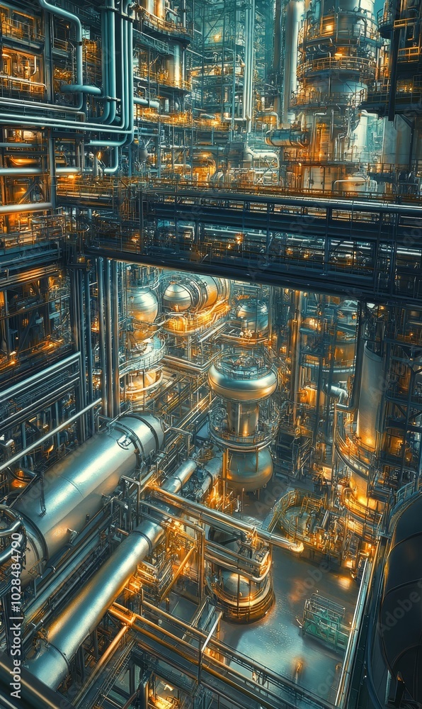 Industrial complex with pipes and platforms. Industrial complex with pipes and platforms.