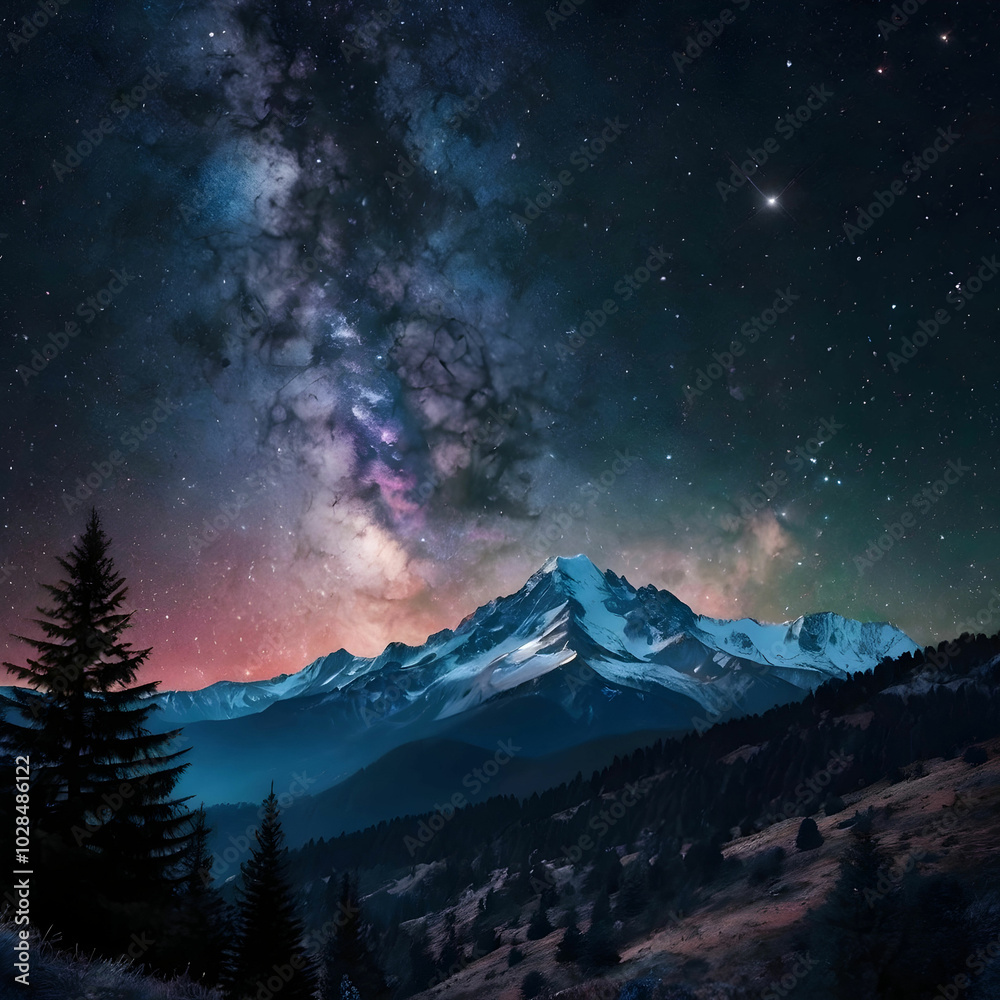 Galaxy nature aesthetic background starry sky mountain remixed media Galaxy nature aesthetic background starry sky mountain remixed media