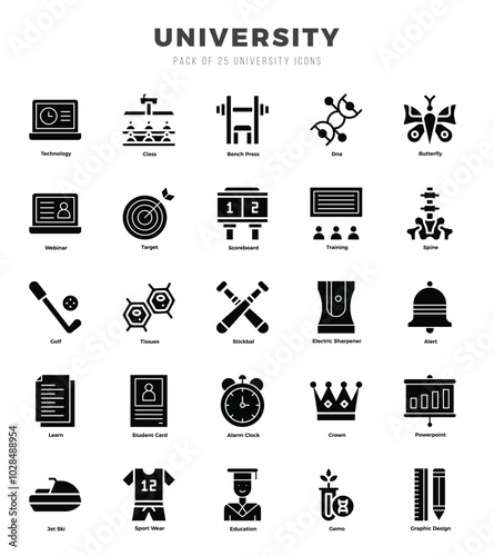 Set of University icons. Vector Illustration.