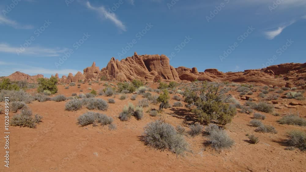 Overview of Arches Road National Park with typical rock formations, Utah, United States Overview of Arches Road National Park with typical rock formations, Utah, United States