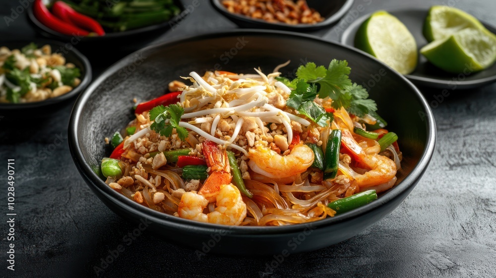 Shrimp Pad Thai with Bean Sprouts, Peanuts, and Cilantro Shrimp Pad Thai with Bean Sprouts, Peanuts, and Cilantro