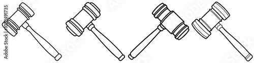 line art vector illustration collection of gavel law . isolate on a white background. SVG and PNG
