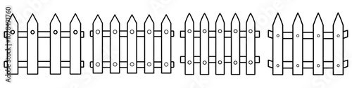 line art vector illustration collection of wooden fence . isolate on a white background. SVG and PNG
