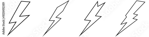 line art vector illustration collection of lightning effect . isolate on a white background. SVG and PNG
