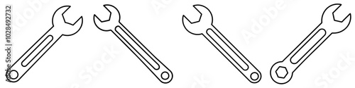 line art vector illustration collection of wrench . isolate on a white background. SVG and PNG
