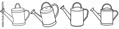 line art vector illustration collection of watering can . isolate on a white background. SVG and PNG
