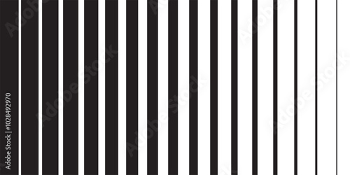 Black striped halftone gradient lines texture. Fading vertical stripes gradation background from thin to thick. Black halftone parallel lines pattern isolated on white vector illustration.