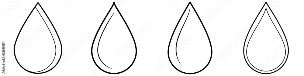line art vector illustration collection of water droplet . isolate on a white background. SVG and PNG
