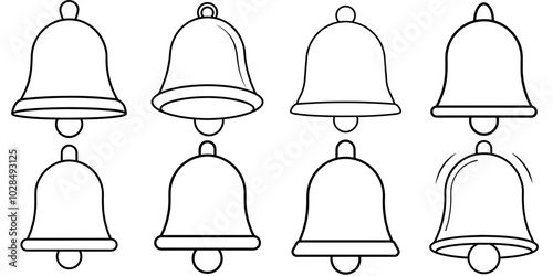 line art vector illustration collection of bell notification . isolate on a white background. SVG and PNG
