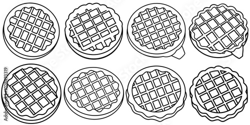 line art vector illustration collection of waffle . isolate on a white background. SVG and PNG
