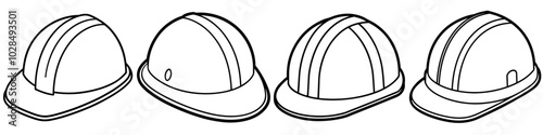 line art vector illustration collection of hard hat . isolate on a white background. SVG and PNG
