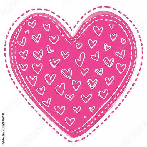 Pink heart with white hearts on it photo