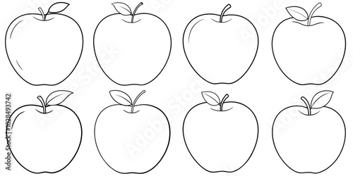 line art vector illustration collection of apple . isolate on a white background. SVG and PNG
