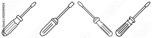 line art vector illustration collection of screwdriver . isolate on a white background. SVG and PNG
