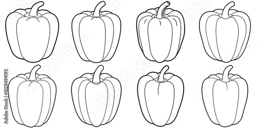 line art vector illustration collection of bell pepper . isolate on a white background. SVG and PNG
