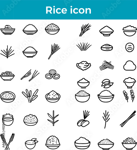 Rice icon vector staple grain nutritious food delicious meal illustration