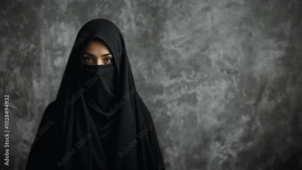 portrait of a beautiful woman covered in a oriental chador in mysterious mood
portrait of a beautiful woman covered in a oriental chador in mysterious mood