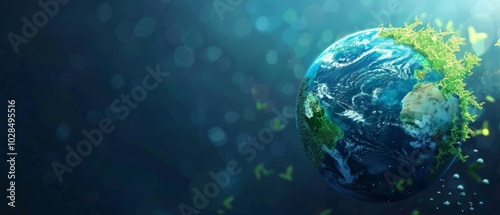 Earth with Greenery and Bokeh Background Effects