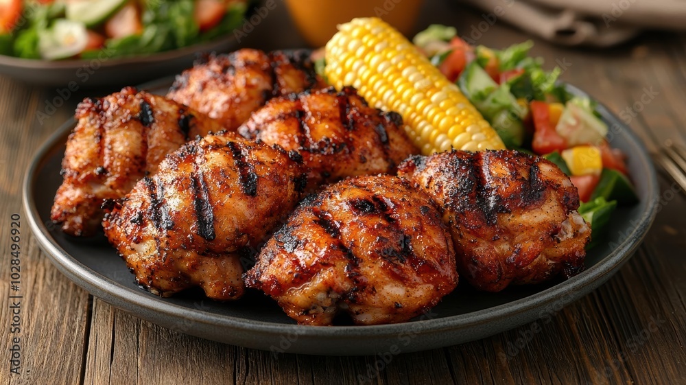 A delicious platter of grilled fried chicken A delicious platter of grilled fried chicken