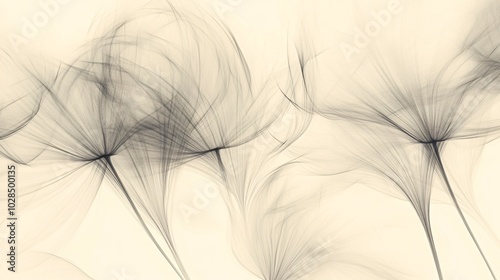 2410_074.abstract drawing of dandelion flowers, seeds scattering in the breeze, with fine lines and soft curves, capturing the ephemeral nature of the moment as the seeds float gracefully, designed