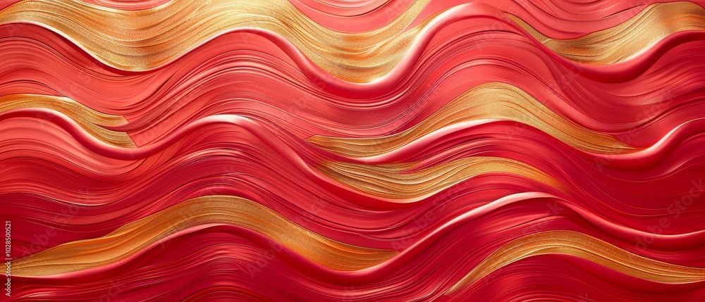 Fototapeta premium Vibrant Red and Gold Abstract Wave Background