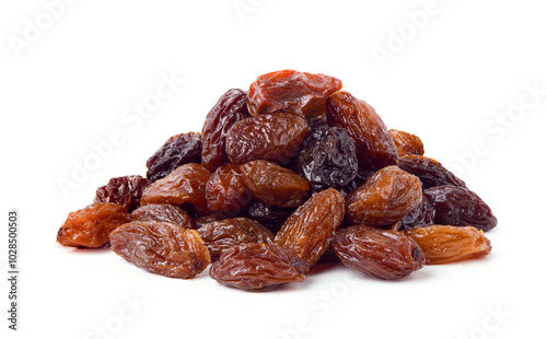 Pile of Raisins isolated on white background. Clipping path.