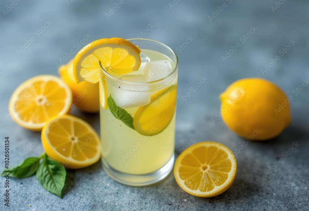 glass of lemonade with lemon glass of lemonade with lemon