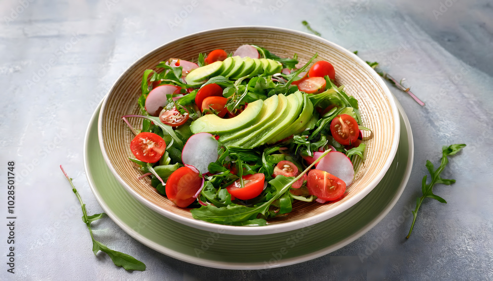 Sliced Avocado and Arugula Salad with Radish
Sliced Avocado and Arugula Salad with Radish