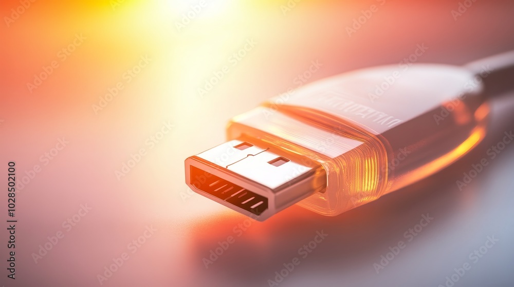 Close-up of a USB connector illuminated by soft light, symbolizing connectivity and technology in a modern world. Close-up of a USB connector illuminated by soft light, symbolizing connectivity and technology in a modern world.