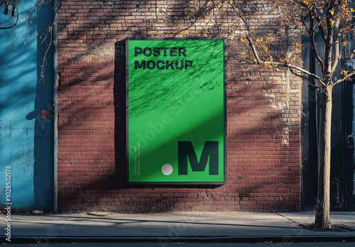 Vertical Billboard on the Brick Wall Mockup
