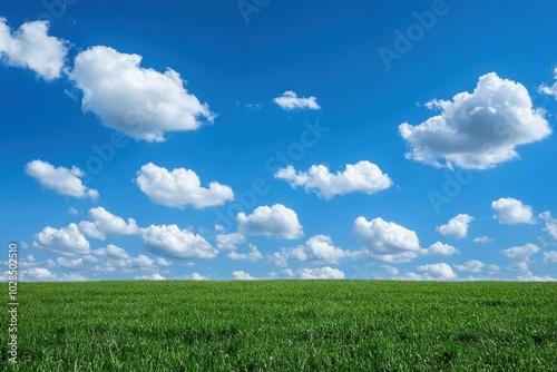 Carrot Field. Rural Landscape with Green Fields and Blue Sky