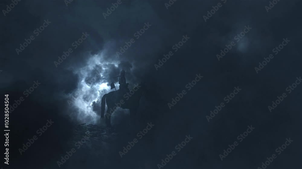 Ottoman Soldier Sitting on a Horse in a Lightning Storm
