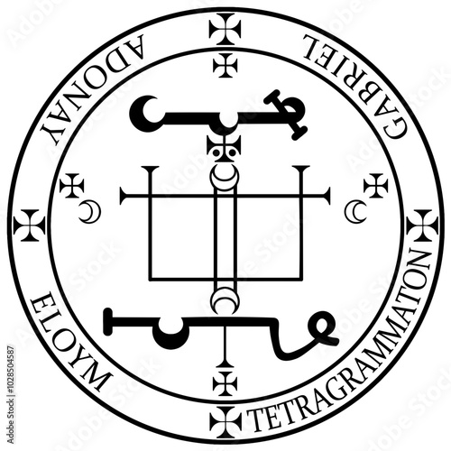 Elegant Vector Image of the Seal of Gabriel – Perfect for Spiritual Art, Angelic Symbolism, Esoteric Creations, and Unique Projects Seeking Divine Inspiration and Sacred Meaning