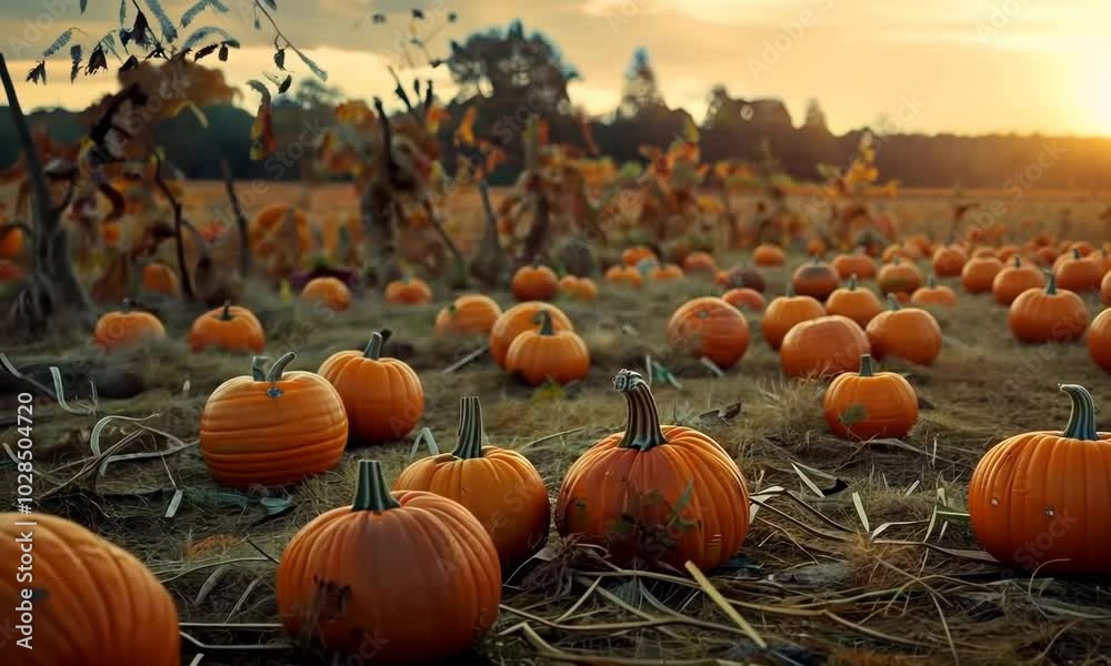 A field of pumpkins with a beautiful orange color Video A field of pumpkins with a beautiful orange color Video